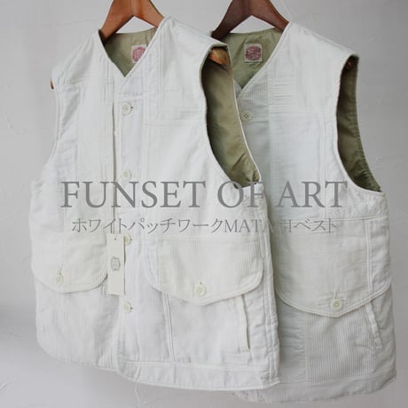 FUNSET OF ART ファンセットオブアート　ホワイトパッチワークMATAGIベスト　#ホワイト