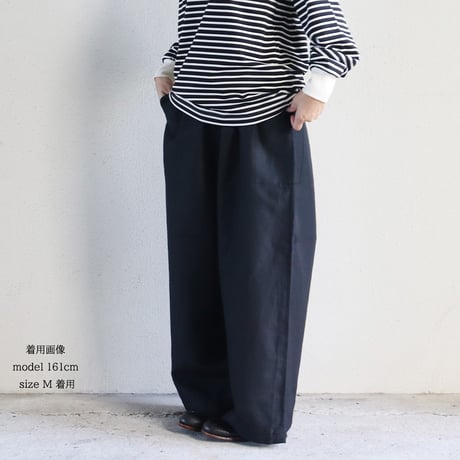 **2025a/w到着** homspun ホームスパン　W/Lギャザーワイドパンツ　#ベージュ、ダークグリーン、ブラック　【送料無料】