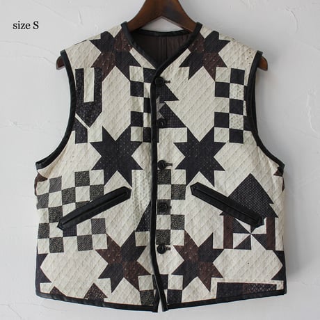 ASEEDONCLOUD アシードンクラウド　Map quilt print Reversible uniform vest #off white 【送料無料】