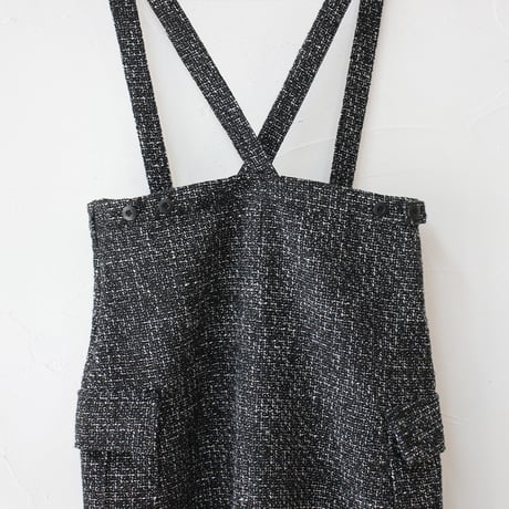 **再入荷** KHA:KI カーキ　TWEED CARGO SKIRT ツイードカーゴスカート　#ブラック　【送料無料】