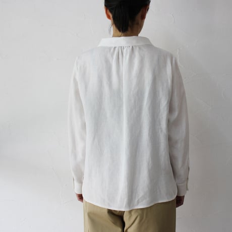 atelier naruse アトリエナルセ linen stand-off collar blouse #off white , salmon pink 【送料無料】