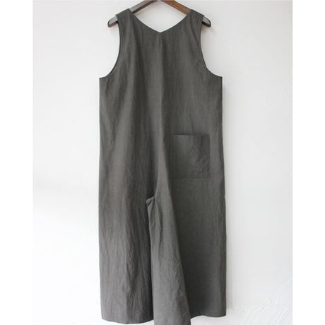 **またまたまた再入荷**Linenya リネンヤ　コットンVネックサロペット　#ネイビー、チャコール、ブラック