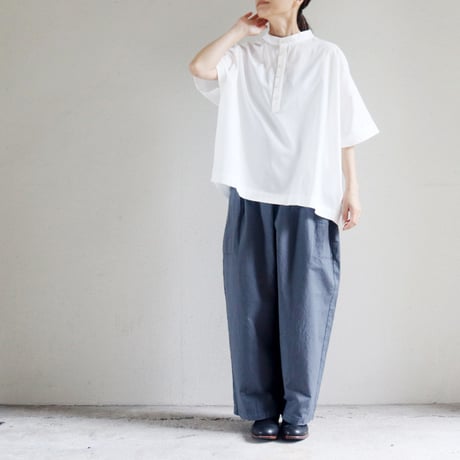 **再入荷**　homspun ホームスパン　バルキーシーチング薄手ギャザーパンツ　#ブルー、グレー、ピンク