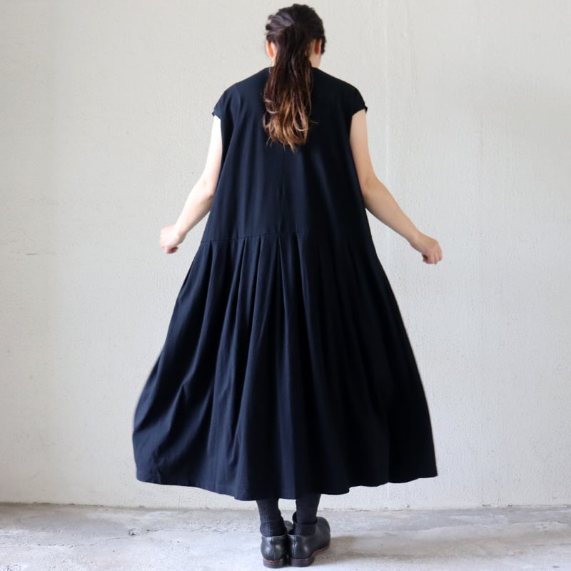 homspun/ホームスパン エジプト綿天竺ノースリーブワンピース homspun 80/2エジプト綿天竺 ノースリーブワンピース ダークネイビー