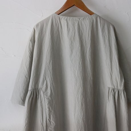 Linenya リネンヤ　スリットネックワンピース　#ライトグレー、ネイビー