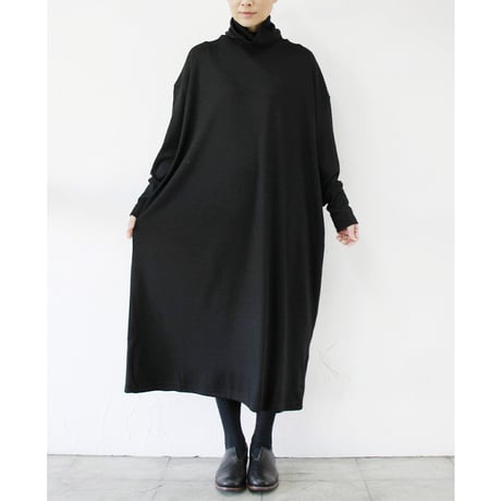 **再入荷** Linenya リネンヤ ハイネックワンピース　#ブラック　【送料無料】