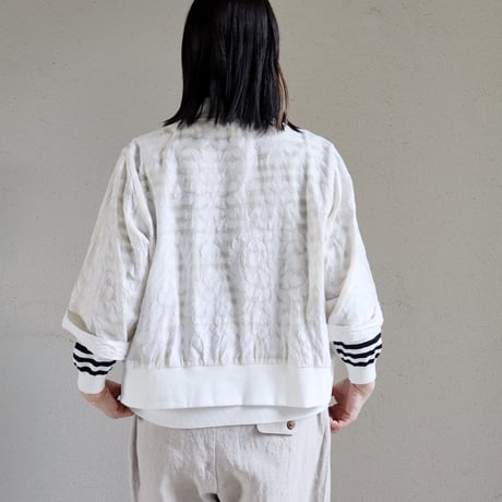 ARTE POVERA アルテポーヴェラ　インドジャガード8分袖カーディガン　#キナリ