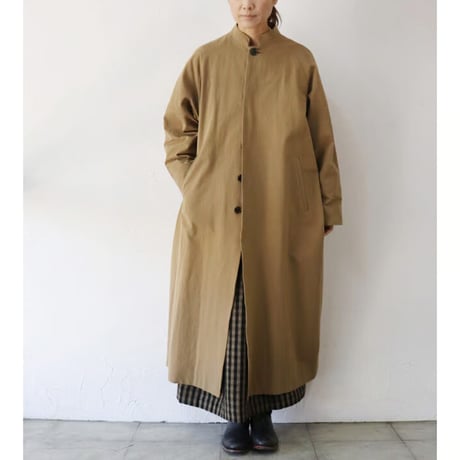 atelier naruse アトリエナルセ　コットンヘンプスタンドカラーコート｜cotton-hemp stand collar coat　#キャメル