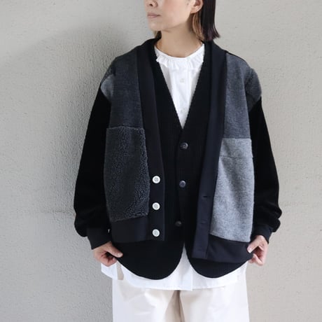 ARTE POVERA アルテポーヴェラ　ウールMIXパッチワークカーディガン　#ブラック