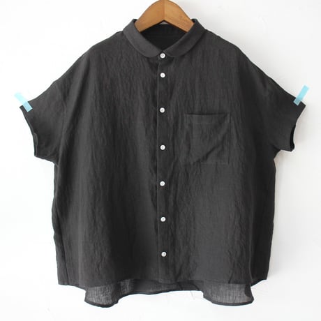 **またまたまた再入荷** LinenYa リネンヤ　リネン丸襟ブラウス　#ブラック、ホワイト