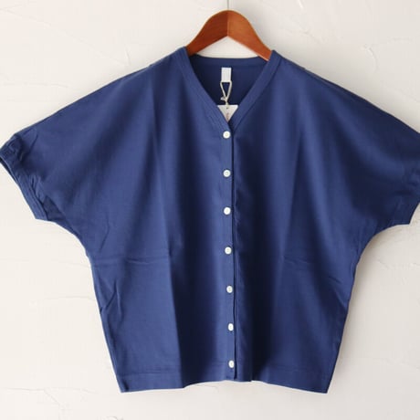 homspun ホームスパン　60/2天竺Vネックカーデ　#ネイビー、ブラック、モカ、ブルー