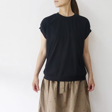 **2024s/s分到着** homspun ホームスパン 30/1天竺キャップスリーブTシャツ　#サラシ、ブラック、ネイビー