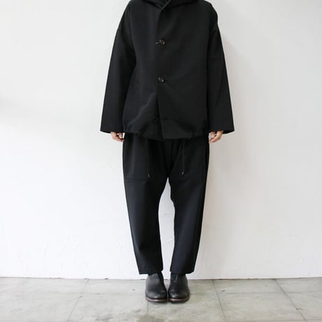 **またまたブラックのみですが再入荷** homspun ホームスパン　ウールトロピカルクロスギャザーパンツ　♯チャコール、ブラック　【送料無料】