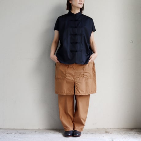 homspun ホームスパン　コットンミニチェックスカート付きパンツ　#オレンジ