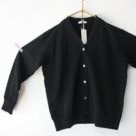 homspun ホームスパン　コンパクト裏毛Vネックカーディガン　#TOPグレー、ブラック
