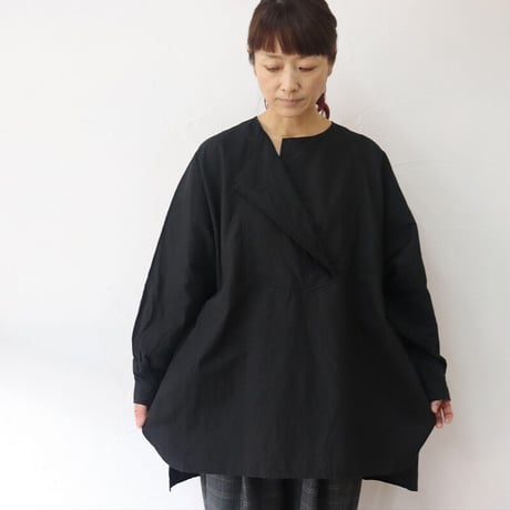 homspun ホームスパン　C/Lマットプルオーバーブラウス　#サラシ、ラベンダー、ブラック　【送料無料】