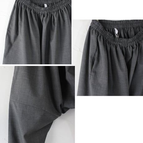 **またまたブラックのみですが再入荷** homspun ホームスパン　ウールトロピカルクロスギャザーパンツ　♯チャコール、ブラック　【送料無料】
