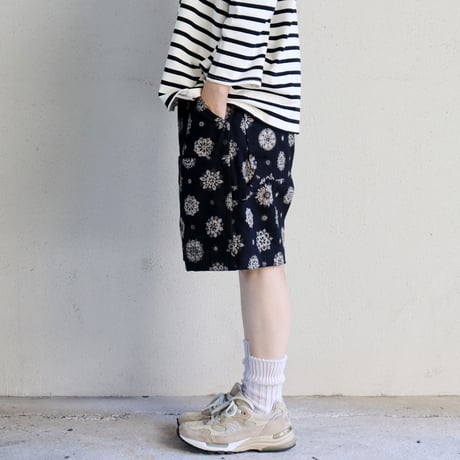 FUNSET OF ART ファンセットオブアート　紋抜染ダブルニーショートパンツ　#ブラック　【送料無料】