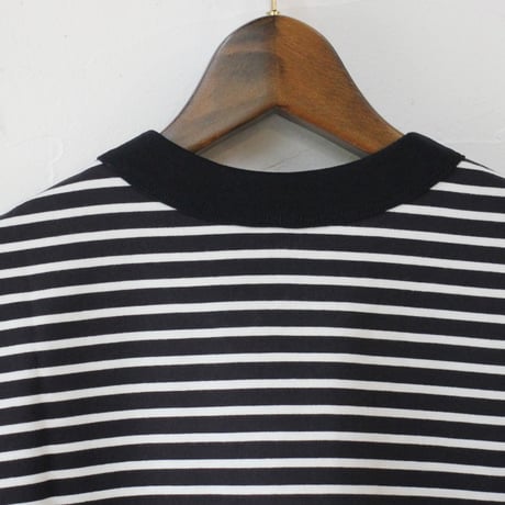TRAVAIL MANUEL トラバイユマニュアル　ミディボーダースリットTシャツ　#ネイビー、サックス、イエロー