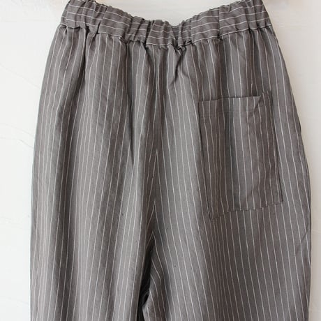 TRAVAIL MANUEL トラバイユマニュアル　リネンストライプスラントリボンパンツ　#ネイビー、グレー
