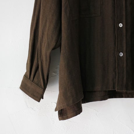 ARTE POVERA アルテポーヴェラ　コットンリネンへリンボン裏毛ボックスシャツ　#キャラメル、ブラウン 【送料無料】