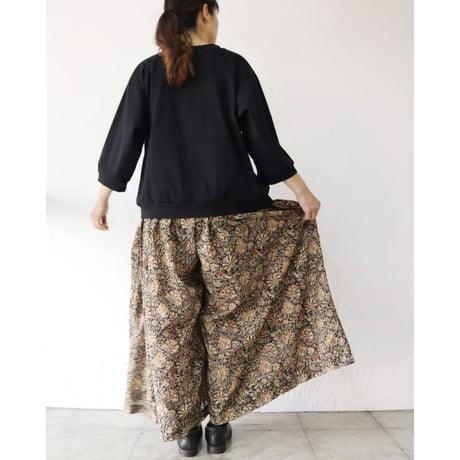 ARTE POVERA アルテポーヴェラ　インド草木染めハンドプリントロングギャザリングパンツ　【送料無料】