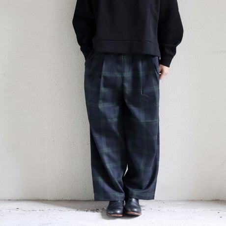 TRAVAIL MANUEL トラバイユマニュアル　ウールトロチェック2タックトラウザーズ　#ブラックウォッチ