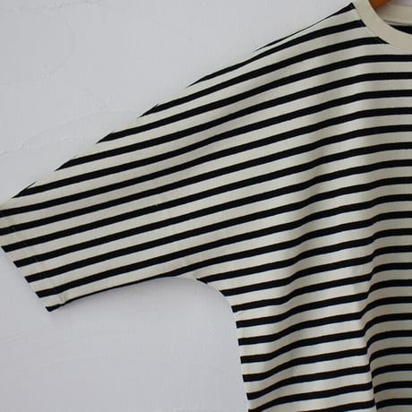 Tigre Brocante ティグルブロカンテ　バスクボーダーストールマン5分袖Tシャツ　＃生成りｘブラック　【送料無料】