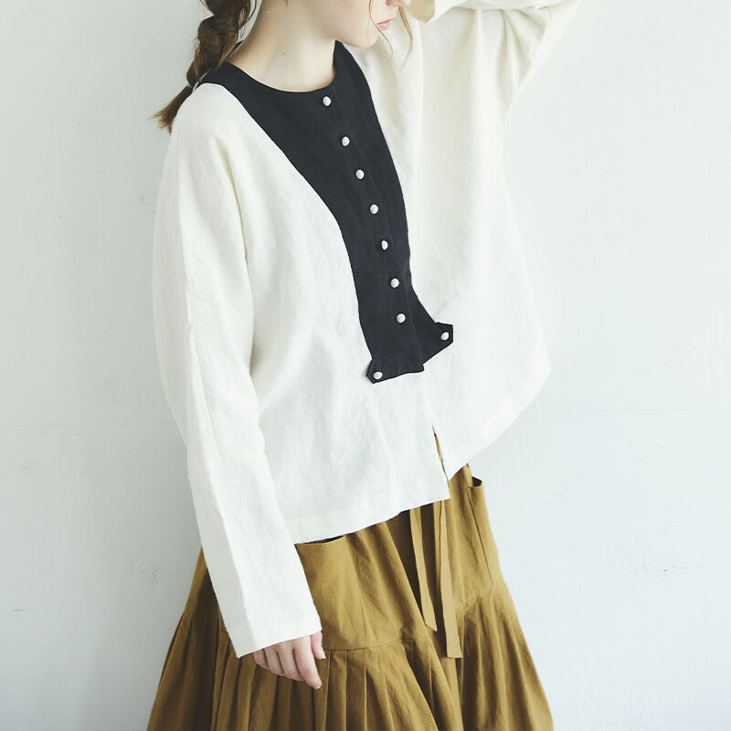 MAGALI マガリ ブラッシュドベルギーリネンカーディガン #ホワイト