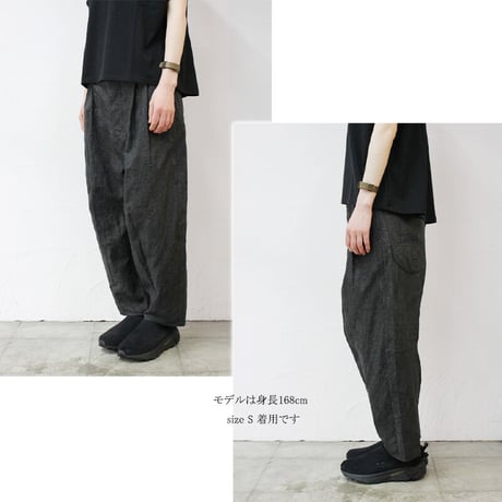 **再入荷** ASEEDONCLOUD アシードンクラウド Ash dyeing linen Sakurashi  Trousers #Black　【送料無料】