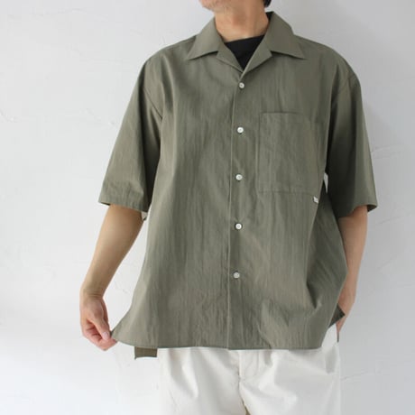 amne アンヌ　シャンブレーオープンカラーシャツ　CHAMBRAY H_s shirts　#ブラック、オリーブ