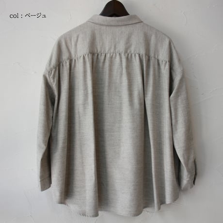 **再入荷** Linenya リネンヤ　コットンｘヤクウール丸襟ブラウス　#チャコール、グレー、ベージュ