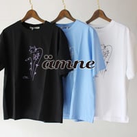 amne アンヌ　" Blåklocka " half sleeve tee　#ホワイト、ブラック、サックス