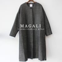 MAGALI マガリ　ウールリネン・ヘリンボンコート　#ブラック　【送料無料】