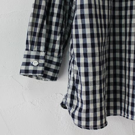 **再入荷**Tigre Brocante ティグルブロカンテ　Indigoギンガムチェックスタンドカラーオーバーシャツ　#インディゴ　【送料無料】