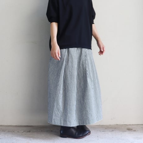 **またまたまた再入荷** LinenYa リネンヤ　コットンシルクタックスカート　#ギンガムチェック
