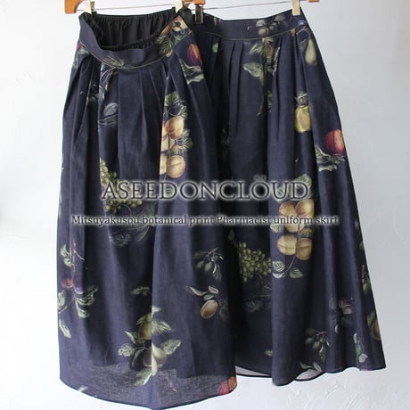 ASEEDONCLOUD アシードンクラウド　Mitsuyakusou botanical print Pharmacist uniform skirt　#ブラック