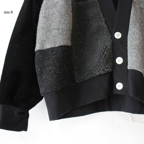 ARTE POVERA アルテポーヴェラ　ウールMIXパッチワークカーディガン　#ブラック