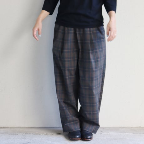 TRAVAIL MANUEL トラバイユマニュアル　ウェザーチェックプランパンツ　#ベージュ、ブラウン