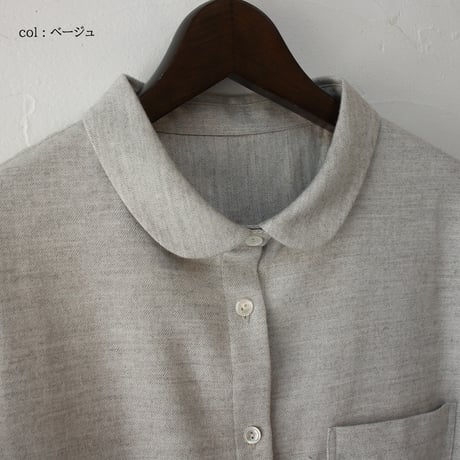 **再入荷** Linenya リネンヤ　コットンｘヤクウール丸襟ブラウス　#チャコール、グレー、ベージュ