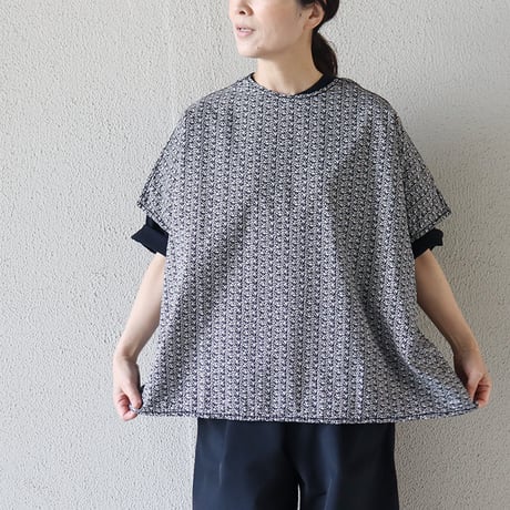 homspun ホームスパン　キャラコ小花プリントBIGブラウス　#スミクロ、ブルー、ブラック