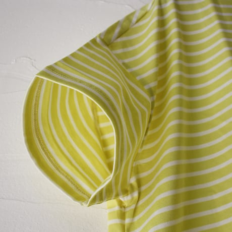 TRAVAIL MANUEL トラバイユマニュアル　ミディボーダースリットTシャツ　#ネイビー、サックス、イエロー