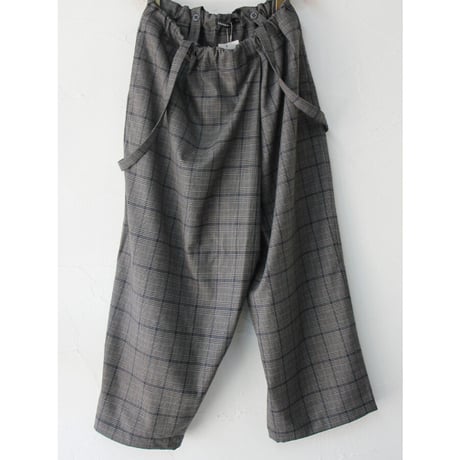 TRAVAIL MANUEL トラバイユマニュアル　ダークチェックサスペンダーラップパンツ　#グレー