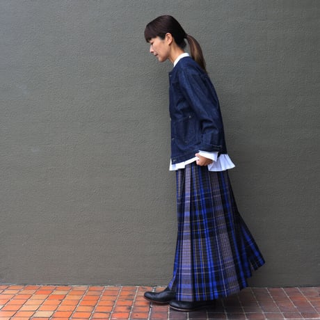 **最終在庫到着** Linenya リネンヤ　ウールチェックプリーツスカート　wool check pleated skirt　【送料無料】