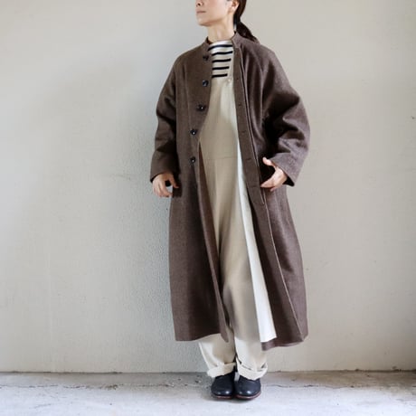 atelier naruse アトリエナルセ　wool linen tweed stand collar coat　ウールリネンツイードスタンドカラーコート