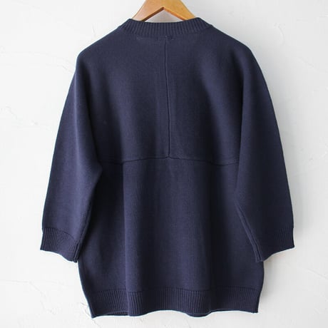 homspun ホームスパン　C/Wハンドカバー付き七分袖カーデ　#ネイビー