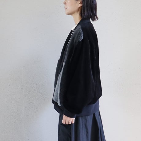 ARTE POVERA アルテポーヴェラ　ウールMIXパッチワークカーディガン　#ブラック