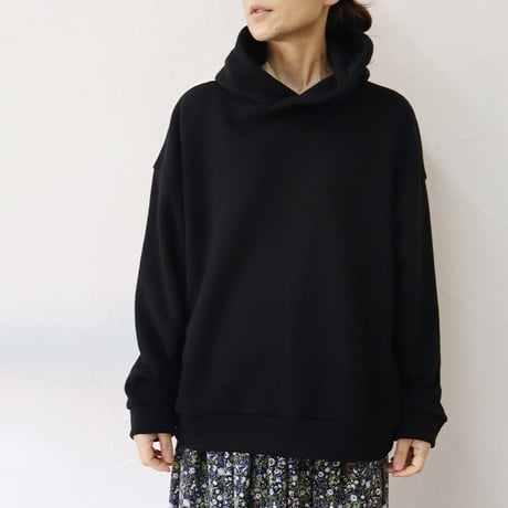**再入荷** Linenya リネンヤ　ソフト裏毛コットンパーカー　#ブラック　【送料無料】