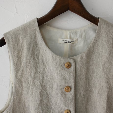 **またまた再入荷** atelier naruse アトリエナルセ　linen vest　リネンベスト　#ベイジュ、チャコール
