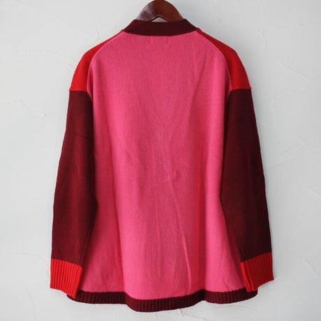 **再入荷**　mao made マオメイド　ウールクレイジーパターンカーディガン　#ブラック、ネイビー、レッド